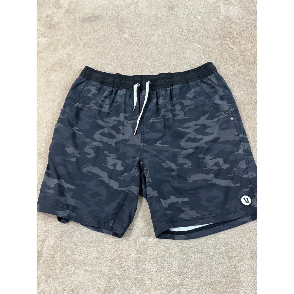 Vuori Kore Lined Shorts Men 2XL Camo Gray Gym Workout Running Drawstrings EUC